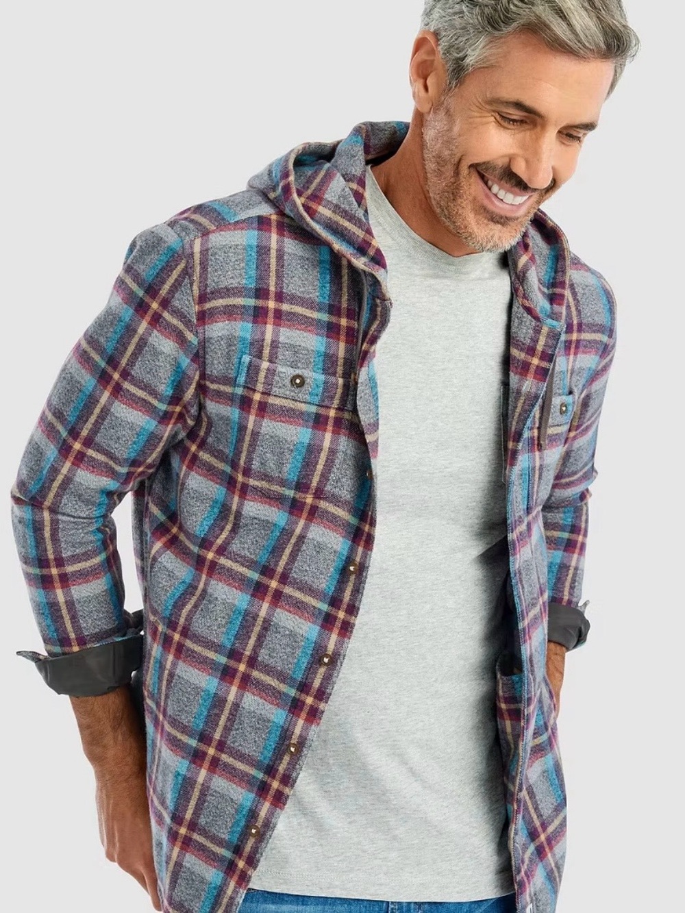 Johnnie-O Men's Bruh Hooded Surf Flannel Shirt Jacket Pockets Sz XL
